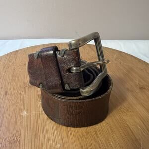 Vintage Abercrombie Brown Solid Brass Genuine Leather Belt size L/XL - 34 USA